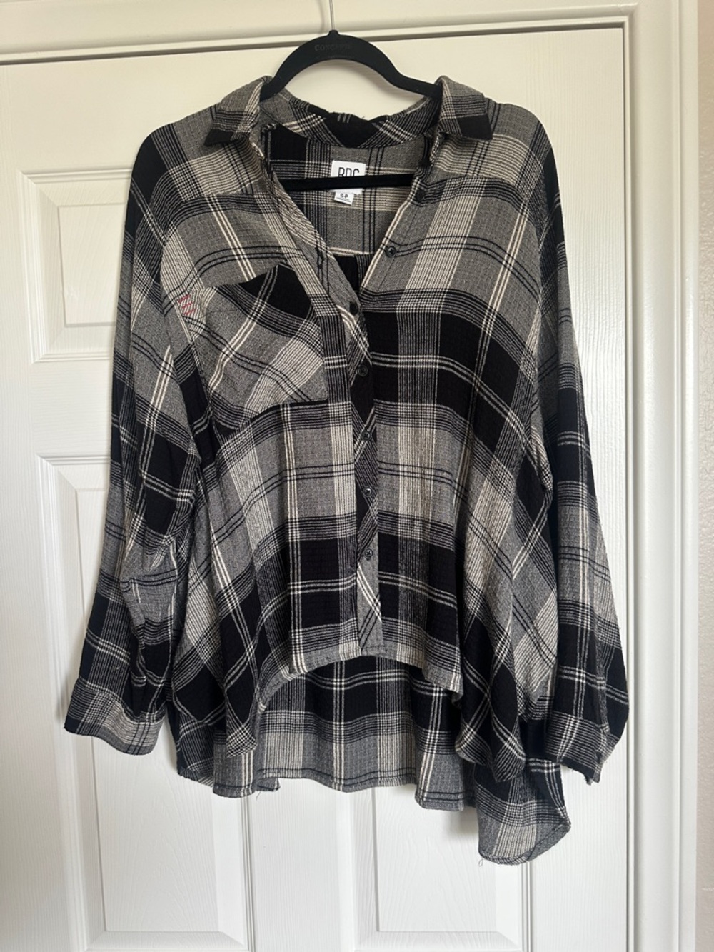 BDG Urban Outfitters Black and Cream Plaid Button-Up Shirt